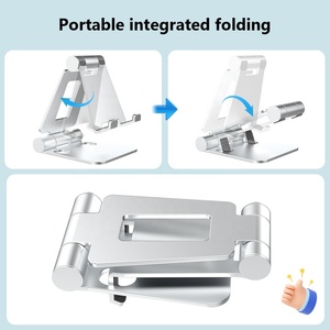 <span class=keywords><strong>Support</strong></span> de téléphone portable pliable en alliage d'aluminium flexible, personnalisable en usine, hauteur réglable pour écrans de 4 à 10 pouces, portable - Product Image 2