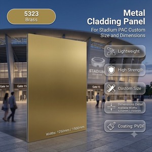 Metal <b>Cladding</b> <b>Panel</b> 5323 Brass PVDF Coated Lightweight High Strength Custom Size Outdoor Sports Venues - Product Image 1