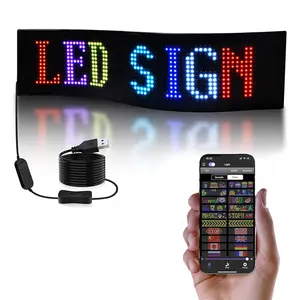 בקרת אפליקציה לוח שלטי LED גמיש USB ניתן לתכנות הודעת גלילה מותאמת אישית שלטי רכב תצוגה דיגיטלית LED מטריקס פאנל