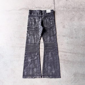Jeans de mezclilla vintage de algodón personalizados al por mayor para hombre, de alta calidad, lavados, corte bootcut, estilo cowboy, con efecto encerado - Product Image 2