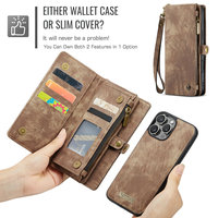Étui de téléphone détachable en cuir PU avec porte-cartes à chargement sans fil, tendance 2025, pour iPhone 16 Pro Max, avec fermeture éclair
