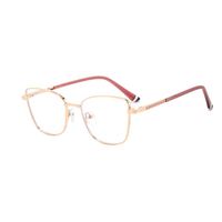 Kacamata mode bingkai optikal logam Cateye Model 29010 bingkai logo kustom kacamata Retro stok tersedia