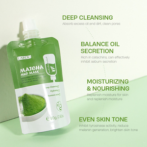 <span class=keywords><strong>Limpieza</strong></span> <span class=keywords><strong>facial</strong></span> Anti acné Control de aceite Calmante Hidratante Natural Matcha Mascarilla de barro 80g - Product Image 2