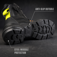 Bottes de protection personnalisées en cuir véritable imperméables pour pompiers, avec embout en acier et anti-perforation, pour les opérations de sauvetage et les interventions extérieures
