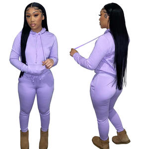 Vintage Custom Logo Nude Blank Jogger Frau Jogging anzug Set 2pc 2 Stück Jogging Set Frauen Winter Jogging anzüge für Frauen Großhandel - Product Image 3