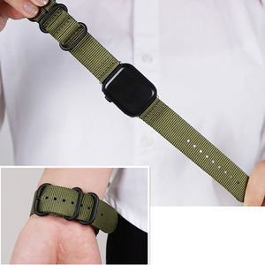 Cinturino di Lusso per Uomo in Nylon e Tela, Tessuto Denim Kaki, Cinturino a Sgancio Rapido per Smartwatch, Sostituzione per <span class=keywords><strong>Apple</strong></span> - Product Image 4