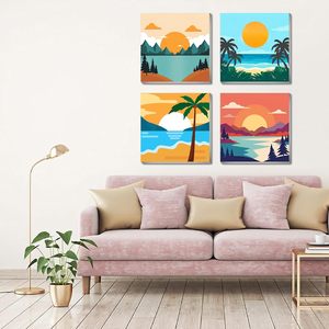 Kit <span class=keywords><strong>de</strong></span> <span class=keywords><strong>peinture</strong></span> par numéros encadré pour adultes débutants, paysage <span class=keywords><strong>coucher</strong></span> <span class=keywords><strong>de</strong></span> <span class=keywords><strong>soleil</strong></span>, <span class=keywords><strong>peinture</strong></span> <span class=keywords><strong>acrylique</strong></span> DIY par numéros, toile décorative murale 8x8 pouces - Product Image 6