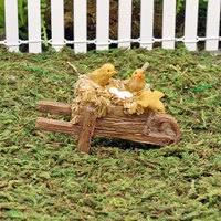 Animales de jardín de hadas en miniatura Carretilla y pollitos Adornos de jardín de hadas en miniatura Accesorios de animales para la decoración de la puerta