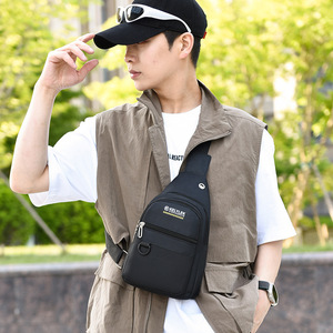 Kelylek Bolso cruzado para hombre, bolso pequeño de tela Oxford, bolso de pecho con bloques de color para viajes de negocios, gris, negro, verde, azul - Product Image 4