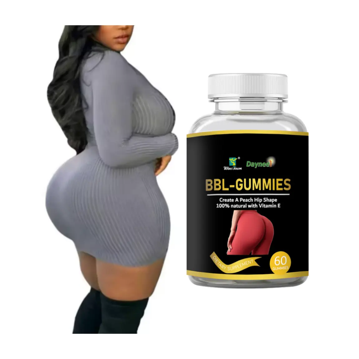 Custom LOGO butt plump BBL-gummies natural herbal supplement candy Booty gummies