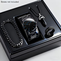Ensemble cadeau de montre pour homme tendance 4 en 1, montre à quartz minimaliste noire avec collier pendentif balle, chaîne et bague croix