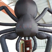 Modèle d'araignée gonflable géante noire suspendue, grande araignée à huit pattes pour la décoration d'Halloween et d'événements festifs