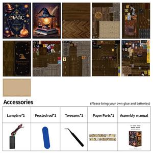 Mini maison <span class=keywords><strong>de</strong></span> poupée, coin lecture, bureau <span class=keywords><strong>de</strong></span> sorcier, modèle <span class=keywords><strong>de</strong></span> puzzle en bois 3D avec flacons <span class=keywords><strong>de</strong></span> potion et baguette magique - Product Image 5