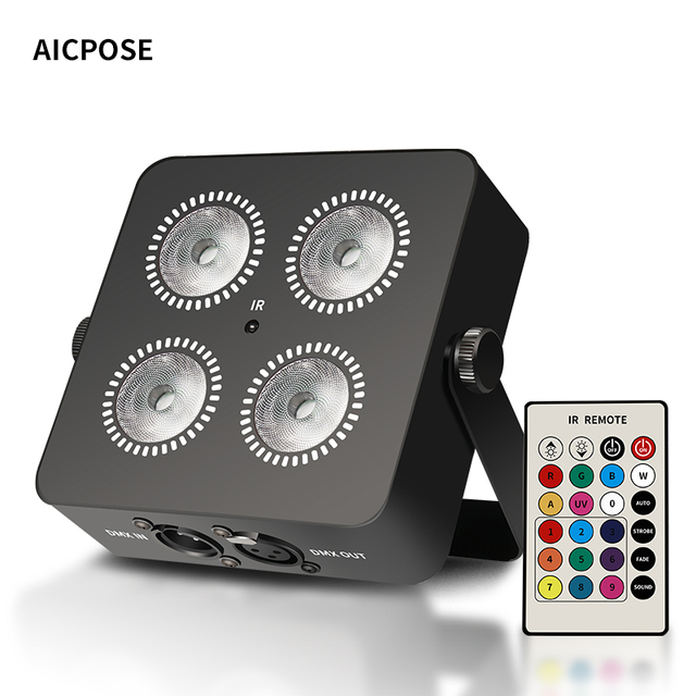 AICPOSE Stainless Steel Mini 4x18w Battery Led Par Light Rgbw Uv 6in1 Par Can Stage Light