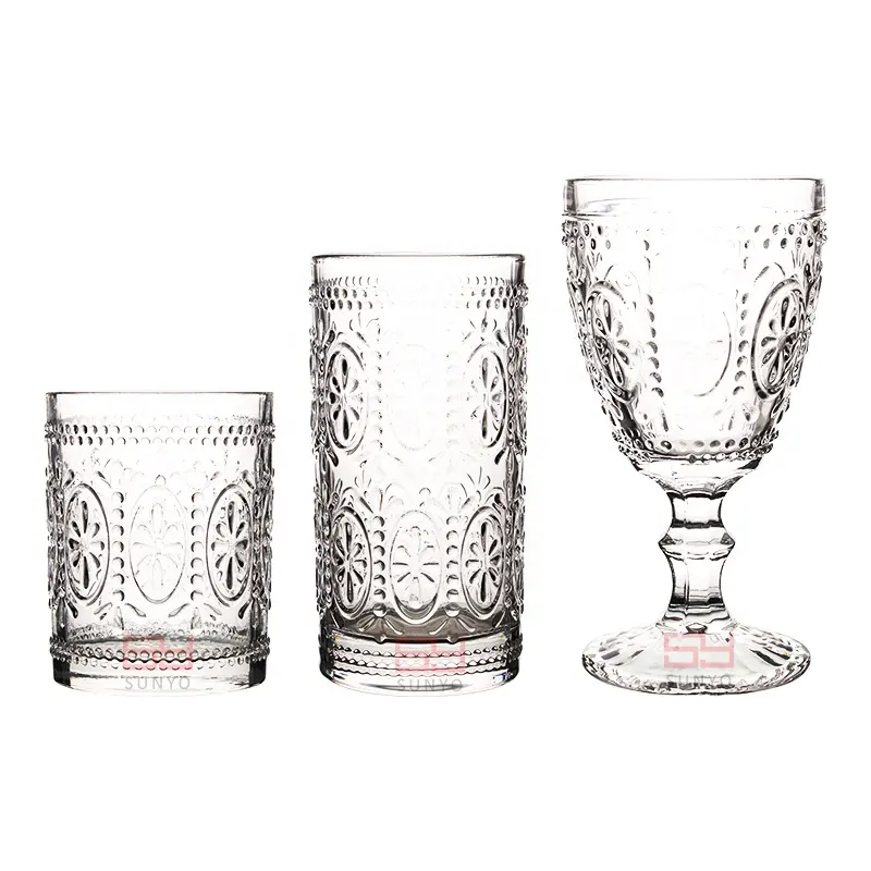 Stocked Machine Pressed Clear Wein kelch Glas Set für Wein, Whisky, Saft