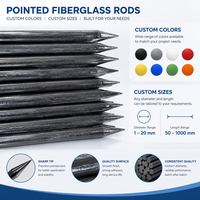 Piquets de jardin en fibre de verre colorés, pointus, vert vif, jaune, blanc, pour le soutien des plantes et la marquage des limites