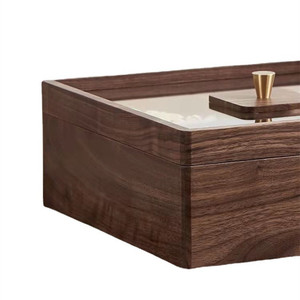 Wooden <b>Snack</b> <b>Tray</b> With Glass Lid Compartmentalized For Dried Fruit And Candy Home Living Room Serving Platter - Product Image 5
