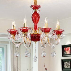 Lustres en cristal rouge vintage de luxe européens pour la maison, le salon, l'hôtel, décoration baroque, CE RoHS, garantie de 3 ans - Product Image 1