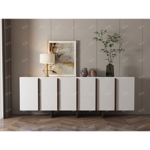 <span class=keywords><strong>Aparador</strong></span> de 6 puertas <span class=keywords><strong>blanco</strong></span> con acabado <span class=keywords><strong>mate</strong></span> NOVA para muebles de comedor, gabinete de buffet con puertas de cierre suave, gabinetes de almacenamiento de madera - Product Image 2