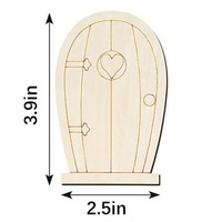 Porte de fée en bois, figurine décorative créative, bricolage, pièces en bois pour porte et fenêtre, non peintes, mini porte de maison de fée en bois, artisanat