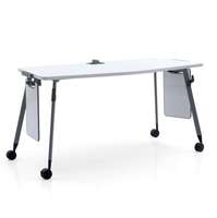 Table d'entraînement assis-debout, bureau réglable en hauteur avec repose-pieds et passage de câbles