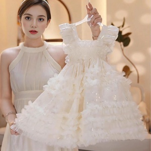 <strong>Butterfly</strong> Back Design Kids <strong>Girl</strong> White Tulle <strong>Dress</strong> Summer Spaghetti Strap Princess Party Wedding Layered Cake <strong>Dress</strong> - Product Image 3