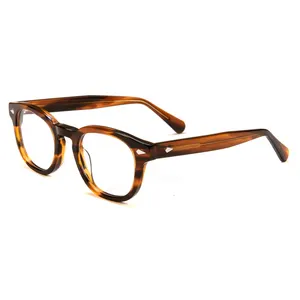 Montura de gafas ópticas redondas de acetato para hombre y mujer, montura de gafas de diseño a la moda, la más vendida