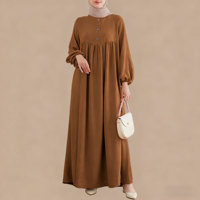 Collection Indonésie 2025 : Robe Abaya décontractée de couleur unie, mode musulmane, avec taille plus