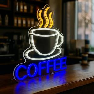 Applique murale LED multicolore vibrante pour cafés restaurants jaune blanc bleu enseigne néon décor accrocheur pour cafés boissons - Product Image 1