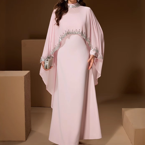 Robe longue de mariée Abaya élégante pour femme, en polyester, ornée de strass, cousue à la main, style mode transfrontalière musulmane du Moyen-Orient 2026 - Product Image 3