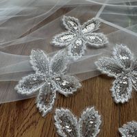 9cm Blanc Flocon De Neige Paillettes Perles Patches Appliques Vêtement Embellissements Patch pour Tissu Sacs Chapeaux Chaussures Décorations