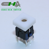 Interrupteur tactile carré en plastique série CHA C601B, interrupteur à bouton-poussoir éclairé avec capuchon blanc de 7,5x7,5 mm