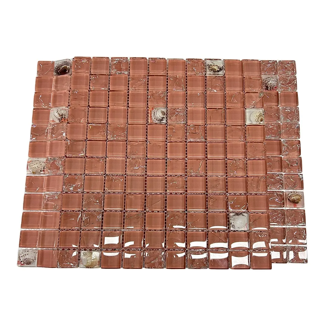 KASARO nuova costruzione di edifici piscina rosa mosaico di vetro per la cucina Backsplash piastrelle di mosaico di vetro con rete