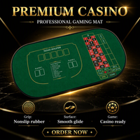 Tapis de jeu de poker personnalisé 2 en 1 Texas Hold'em et Roulette, en polyester vert et caoutchouc, pour les soirées casino à domicile