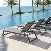 Chaise longue empilable en aluminium, 5 positions réglables, sans accoudoirs, pour piscine, résistante aux intempéries, mobilier d'extérieur professionnel