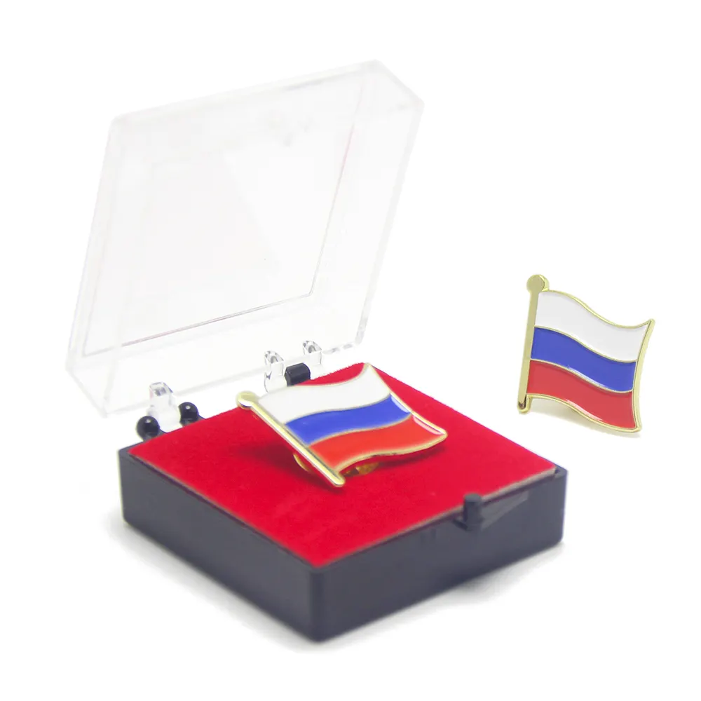 Wholesale Custom Metal Russia Flag Peace Souvenir Gifts Russia Russians Brooch Cockade Lapel Pin Badge Hard Enamel Russia Pin
