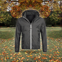 Veste coupe-vent imperméable pour homme avec capuche amovible, fermeture éclair, imperméable légère, pour voyages en plein air, vestes noires imperméables pour homme