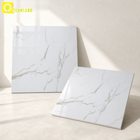 Carreaux de sol en porcelaine émaillée pleine brillance de haute qualité à bas prix, motif marbre, 600x600mm, 10mm, adaptés aux cours et aux halls