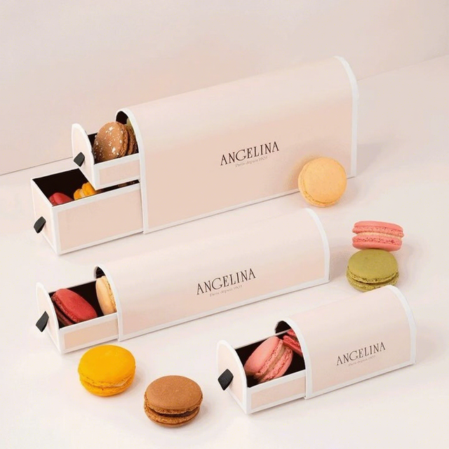 Custom Recycled Kraft Paper Macaron Chocolate Gift Packaging Box Handmade Macaron Box for Valentine With Pet Inside Wholesale