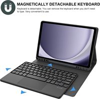 Casing Keyboard Nirkabel dengan Trackpad Lepas Pasang Magnetik Slim Folio untuk Samsung Galaxy Tab A11 Plus 2025 A9 Plus 11 inci 2023