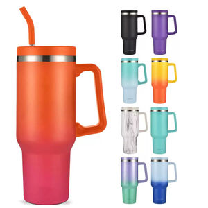 Gobelet isotherme à vide en acier inoxydable de 40 oz, grande capacité, avec poignée et paille, pour voiture, exclusivité transfrontalière, pour glace - Product Image 2