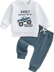 Bestseller Babyjongens Outfit Monstertruck Print Zachte Katoenen Stof Ronde Hals Sweatshirt & Joggingbroek Casual <span class=keywords><strong>Set</strong></span> - Product Image 6