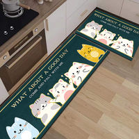 Wholesale Cartoon Kitchen Floor Mat Carpet Crystal Velvet 2 Piece Non-Slip Long Kitchen Runner Rug Mats
