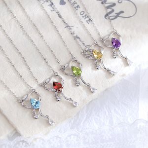 Collier tendance Goutte d'eau Améthyste Larme de Sirène, Pierre naturelle taille poire 6*8mm, en Argent sterling 925, Bijou inaltérable - Product Image 3