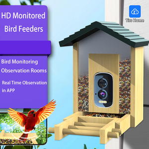 Factory Custom Eco-Friendly Bird <strong>Feeder</strong> Bamboo Wood Smart Bird <strong>Feeder</strong> 5MP High Pixel Monitoring AI Recognition Camera Plastic - Product Image 2