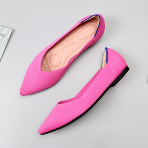 2024 Stock <span class=keywords><strong>zapatos</strong></span> planos Ballrina para <span class=keywords><strong>mujer</strong></span>, parte superior de tela básica de moda barata con plantilla de malla ligera con estampado de lazo elástico Popular, Verano - Product Image 6