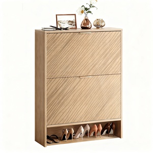 Papan partikel kabinet sepatu penyimpanan jalan masuk ramping awet dengan <span class=keywords><strong>2</strong></span> pintu lipat bawah terbuka bawah rak terbuka bawah - Product Image 4
