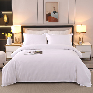 Biancheria da letto per Hotel in cotone egitto personalizzato in quattro pezzi con copripiumino bianco federa federa <span class=keywords><strong>Set</strong></span> Kit singolo doppia persona - Product Image 1
