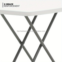Table pliante multifonctionnelle réglable en hauteur de 30 pouces avec plateau supérieur, bureau portable blanc carré pour ordinateur portable, pieds en X pour la maison et le bureau