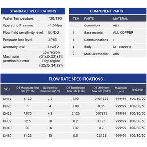 Compteur d'eau froide et chaude en fonte à connexion filetée à aile rotative DN15 R80 - Product Image 6